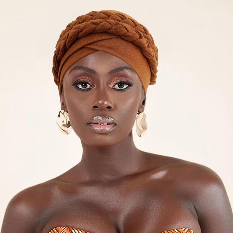 DRESHOW African Women Turban Caps Beanie Twist Headscarf Pre-Tied Double Twisted Braids Headwraps for Women Chemo Cancer Cap - Image 3